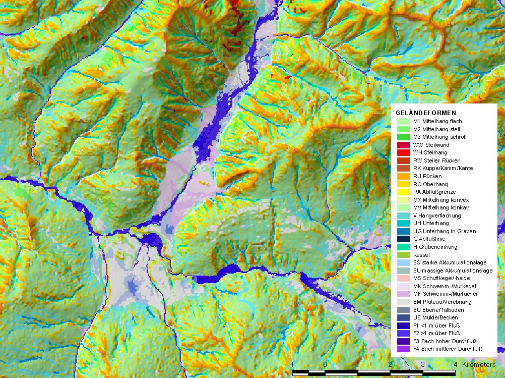Gelaendeformen und Neigung Bsp. Suedtirol